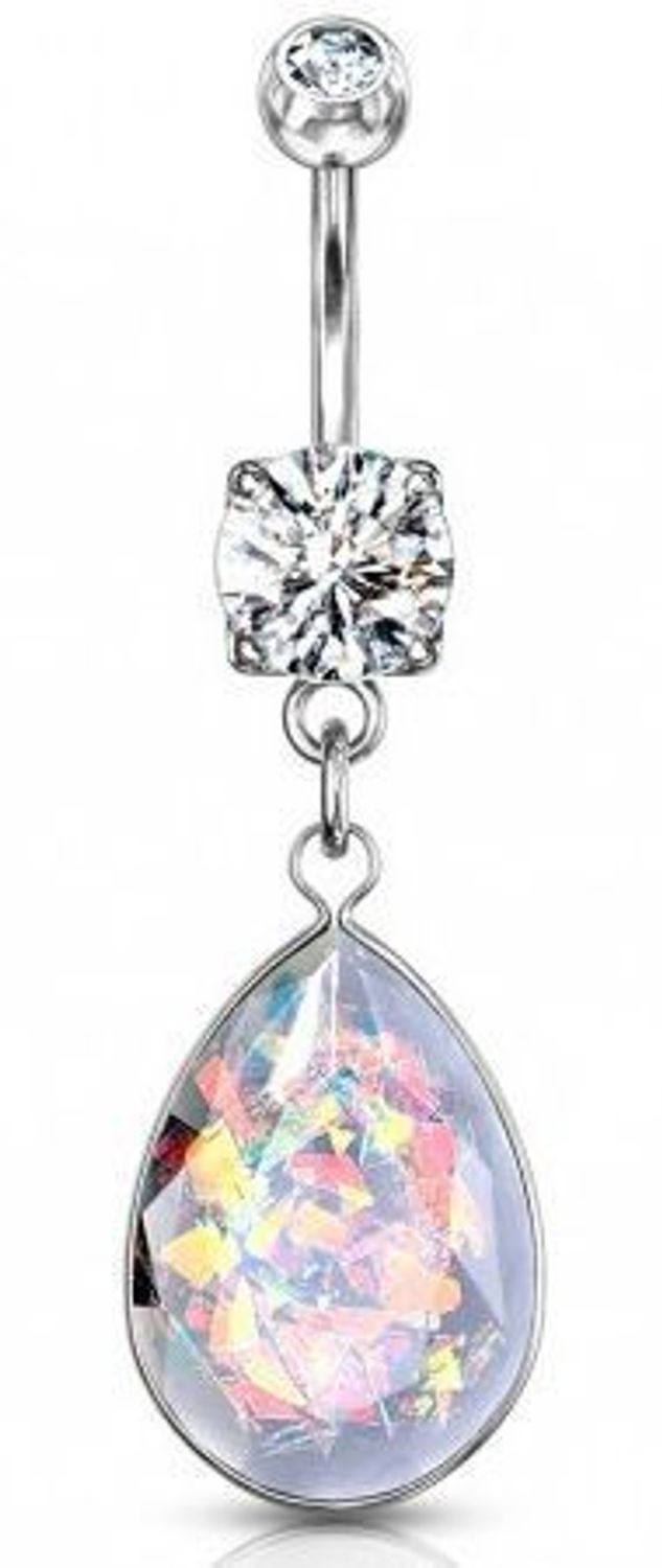 Kolczyk do pępka z łezką i kryształkiem DIA-PB533 AS  Stal chirurgiczna, srebrny.jpg